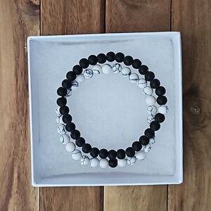 Natural Lava Stone Tiger Eye Beaded Yoga Bracelets, Elasticated